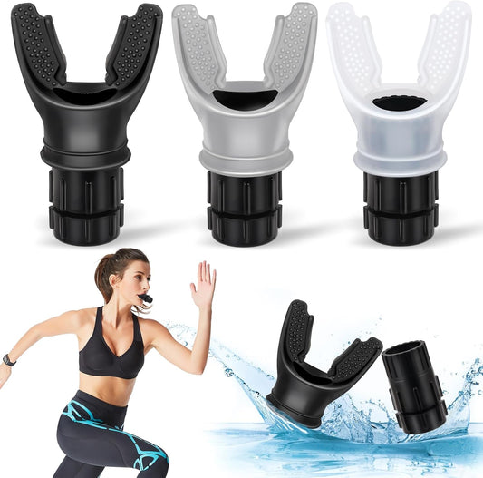 Boost Your Lung Capacity Anywhere: Portable 3-Piece Breathing Trainer with Adjustable Resistance (Black/Grey/White)