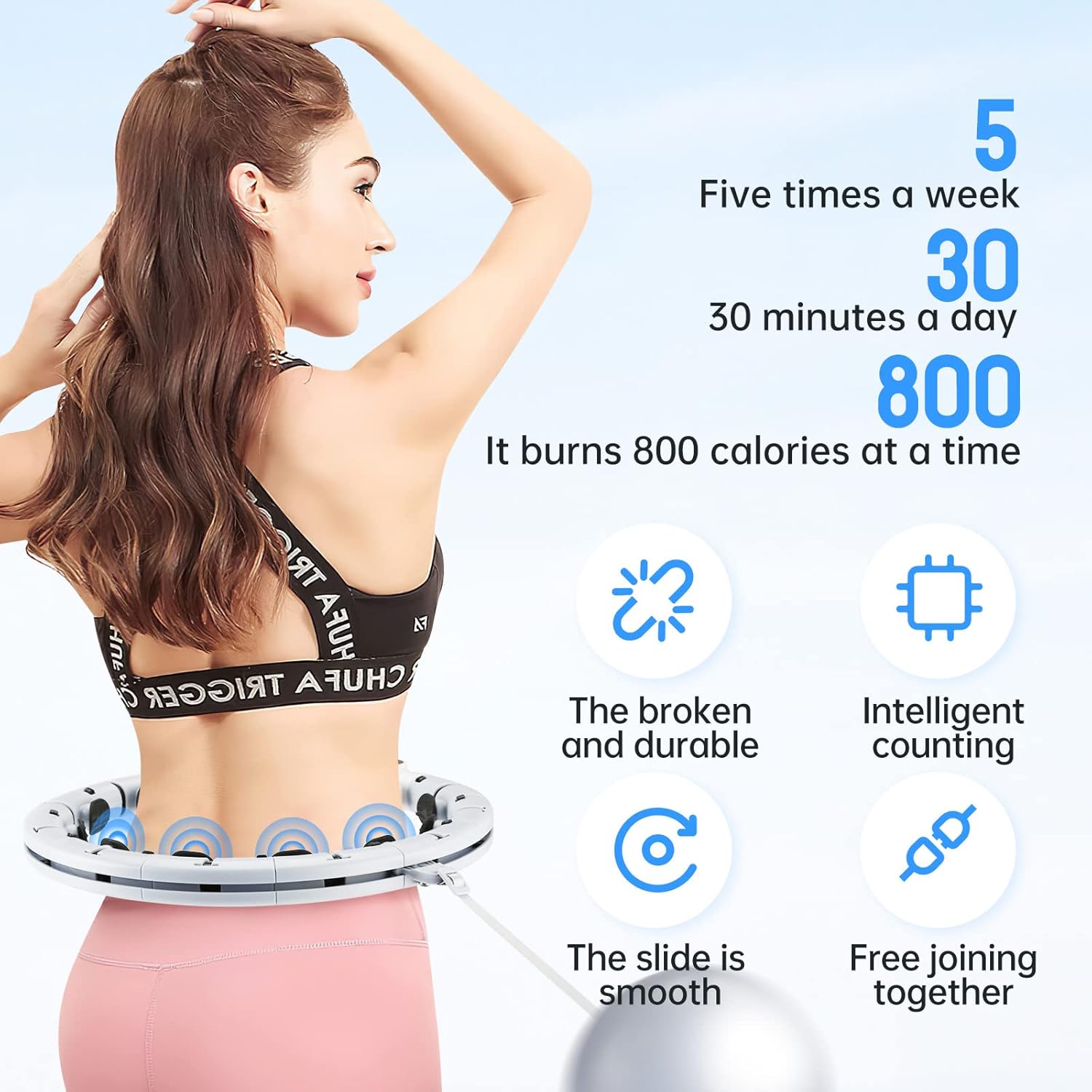 Revolutionize Your Fitness Routine with Our 2-in-1 Weighted Smart Hoola Hoop - 16 Detachable Knots for Ultimate Weight Loss & Massage (Blue)