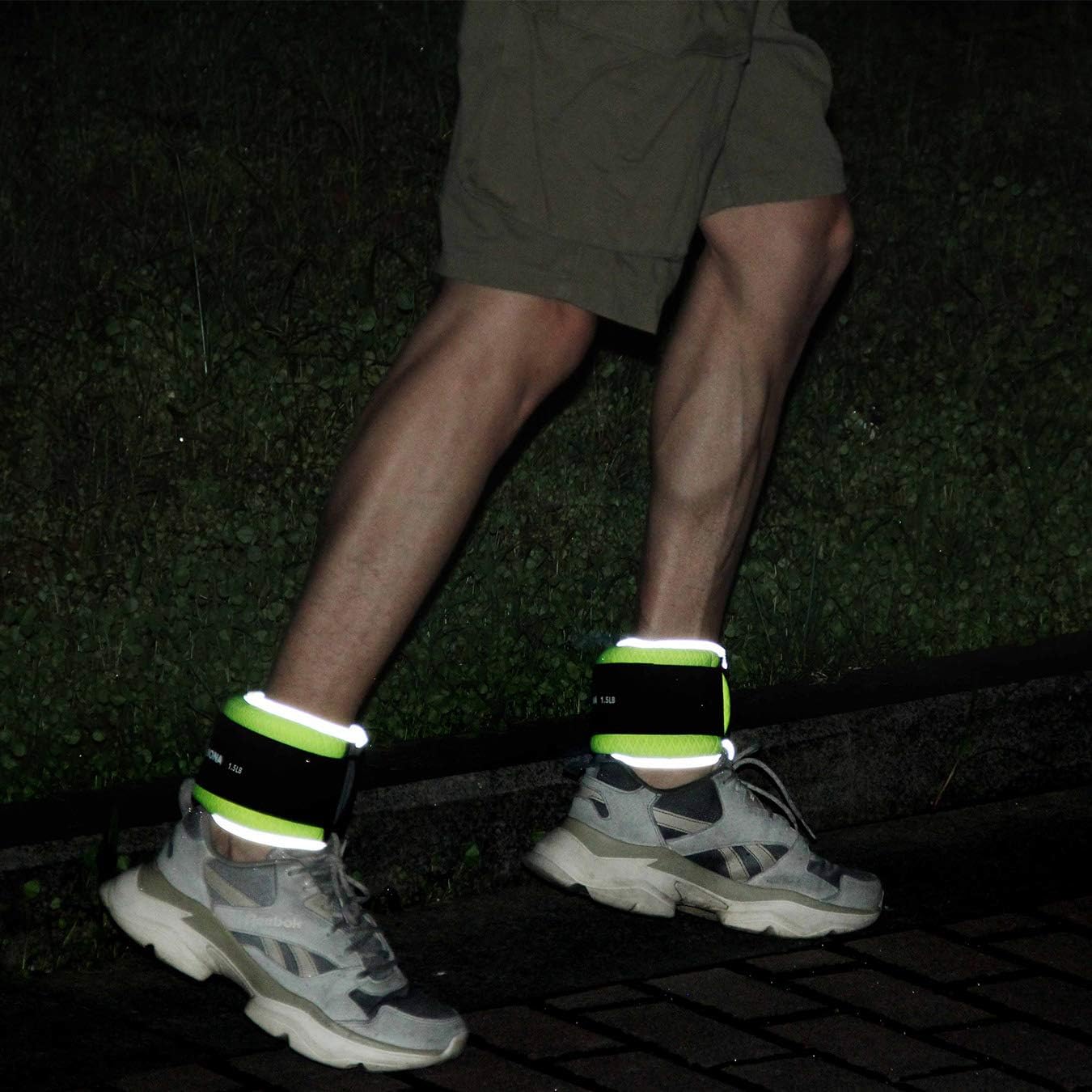 BONA Fitness Adjustable Ankle Weights - 2-5Lbs Pair with Reflective Trim for Enhanced Workouts, Durable Arm & Leg Weights for Men & Women