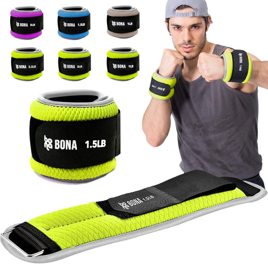 BONA Fitness Adjustable Ankle Weights - 2-5Lbs Pair with Reflective Trim for Enhanced Workouts, Durable Arm & Leg Weights for Men & Women