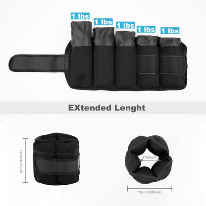 DNC Adjustable Ankle Weights - 1 Pair (7 lbs & 10 lbs) for Ultimate Strength Training - Versatile Removable Weights for Gym, Workout & Fitness for Men & Women