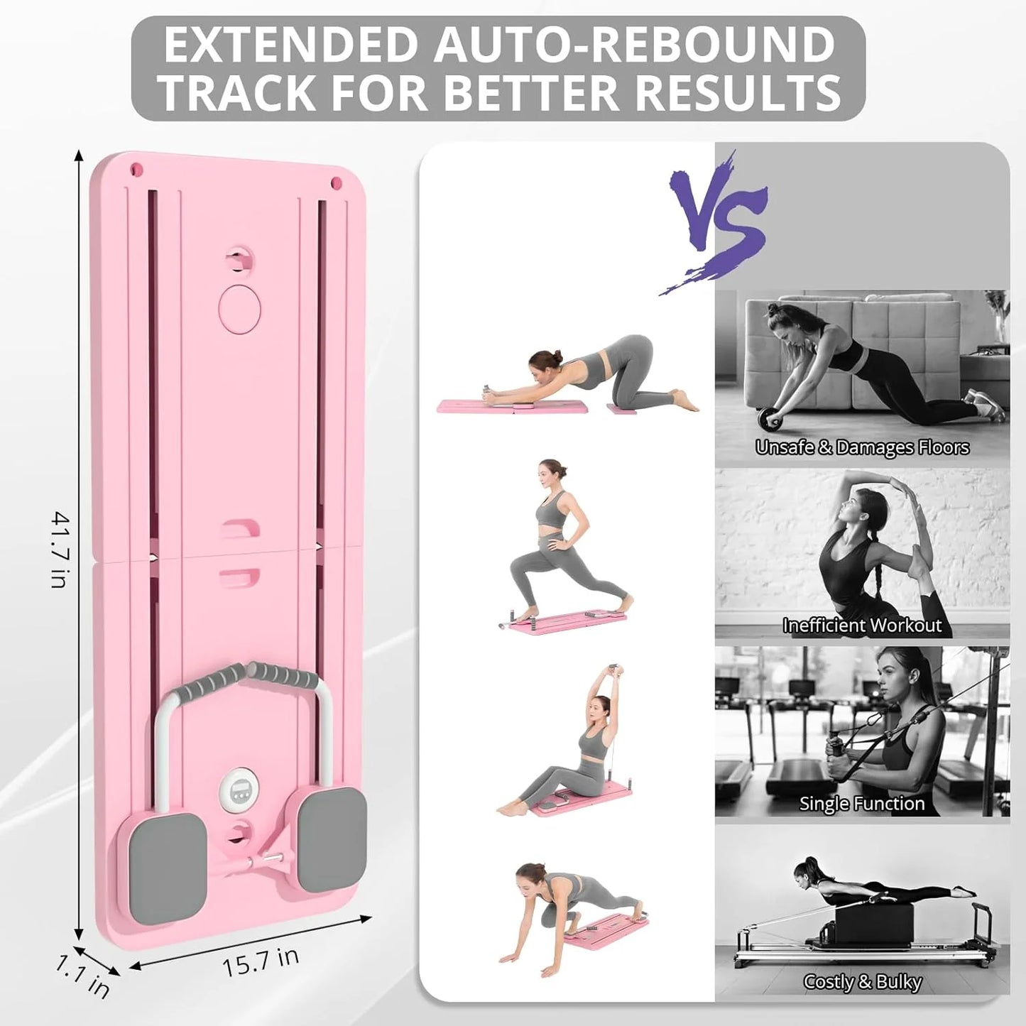 2024 Multi-Purpose Pink Reformer Board Set - 5 in 1 Foldable Sliding Board for Home Use