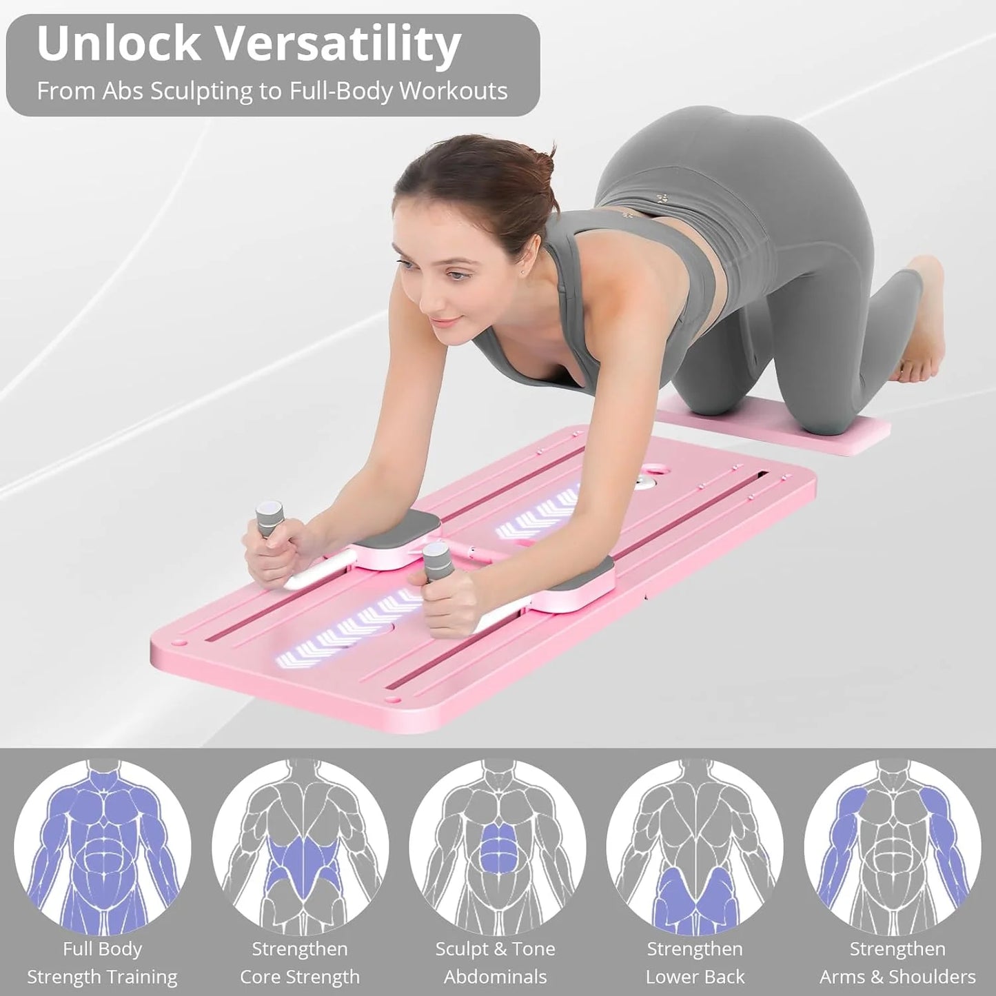 2024 Multi-Purpose Pink Reformer Board Set - 5 in 1 Foldable Sliding Board for Home Use