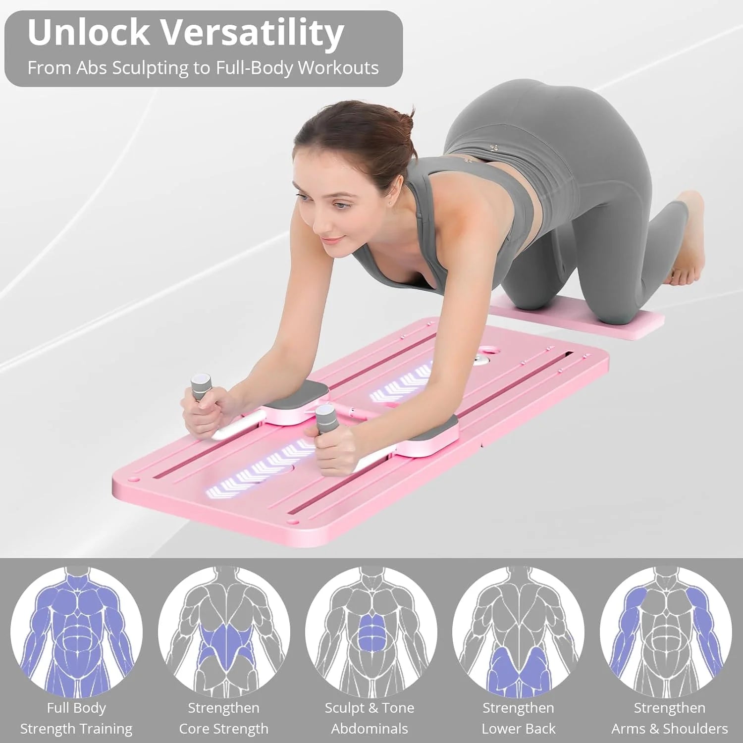 2024 Multi-Purpose Pink Reformer Board Set - 5 in 1 Foldable Sliding Board for Home Use